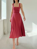 NEW WOMEN'S THICK STRAPS MIDI DRESS (BUY 2 FREE SHIPPING)