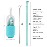 FDA Portable Silicone Straws Drinking Reusable with Cases BPA Free