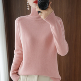 Solid turtleneck cashmere knit sweater-buy 2 free shipping