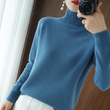 Solid turtleneck cashmere knit sweater-buy 2 free shipping