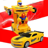 Electric stunt car transforming robot lights music universal driving educational toy car