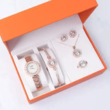 Lushika's new diamond-encrusted fashionable quartz watch five-piece set