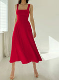 NEW WOMEN'S THICK STRAPS MIDI DRESS (BUY 2 FREE SHIPPING)